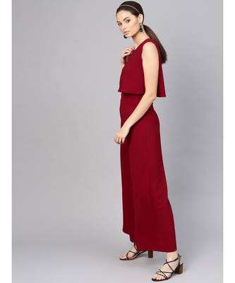Maroon Layered Jumpsuit 2