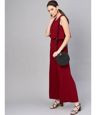 Maroon Layered Jumpsuit 4
