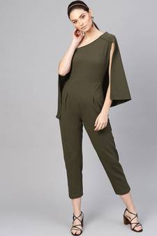 Olive Cape Jumpsuit