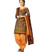 Maroon Embroidered Cotton Unstitched Salwar With Dupatta