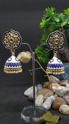 Bollywood Style Meenakari Blue Jhumkhi 1