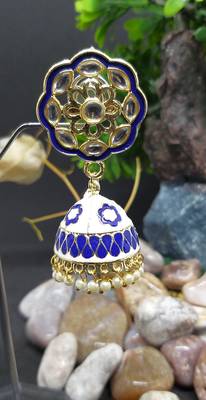 Bollywood Style Meenakari Blue Jhumkhi 2