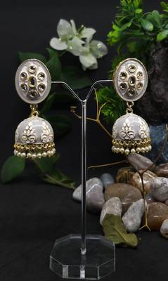 Party Wear Grey Meenakari Jhumki 1