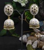 Party Wear Grey Meenakari Jhumki