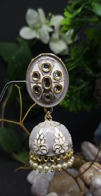 Party Wear Grey Meenakari Jhumki 2