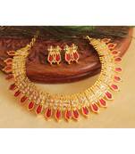 Gorgeous Gold Replica Red Nagapadam Necklace Set