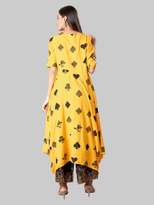 Mustard printed rayon ethnic-kurtis 2