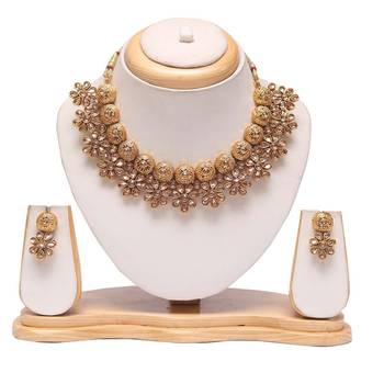 Floral motif antique choker necklace set 1