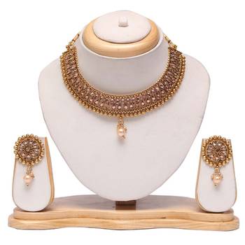 Gold tone copper base choker necklace set 1