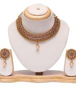 Gold tone copper base choker necklace set