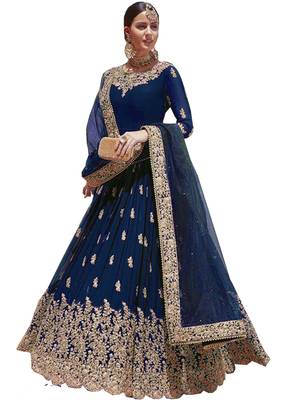 Blue Embroidered Georgette Salwar 1