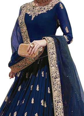 Blue Embroidered Georgette Salwar 2