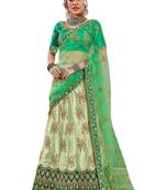 Light-Green Embroidered Satin Semi Stitched Lehenga