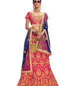 Pink Embroidered Silk Semi Stitched Lehenga