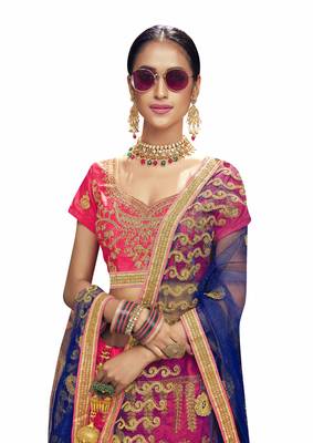 Pink Embroidered Silk Semi Stitched Lehenga 2