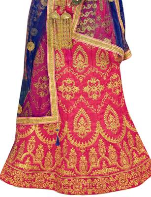 Pink Embroidered Silk Semi Stitched Lehenga 3