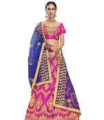 Pink Embroidered Silk Semi Stitched Lehenga