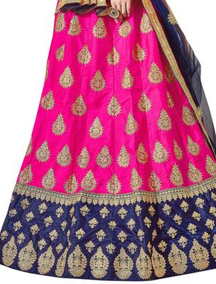 Pink Embroidered Silk Semi Stitched Lehenga 3