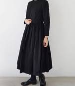 Black plain cotton long-kurtis