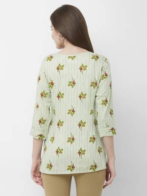 Green printed rayon cotton-tops 2