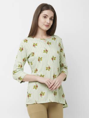 Green printed rayon cotton-tops 4
