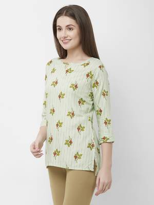 Green printed rayon cotton-tops 5