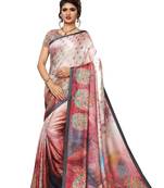 Pink woven pashmina saree with blouse