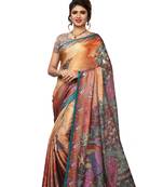 Orange woven pashmina saree with blouse