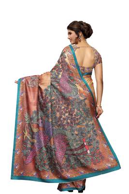 Orange woven pashmina saree with blouse 3