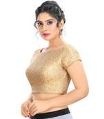 Gold Brocade Padded Designer Ready Made Saree Blouse