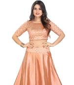 Peach Dupion Silk Padded Designer Ready Made Saree Blouse