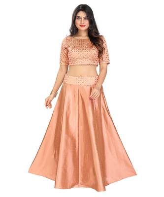 Peach Dupion Silk Padded Designer Ready Made Saree Blouse 2