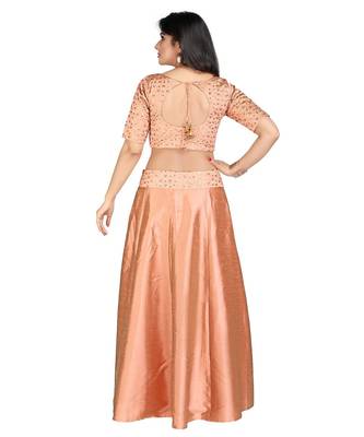 Peach Dupion Silk Padded Designer Ready Made Saree Blouse 3