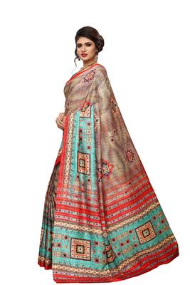 Multicolor woven silk saree with blouse 2