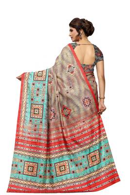Multicolor woven silk saree with blouse 3