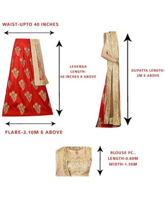 Red  Embroidered, Embellished Semi Stitched Lehenga, Choli And Dupatta Set 4