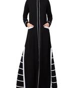 Black Casual Dress Abaya With Front Pockets And Unique Design