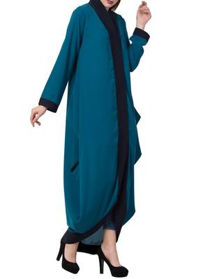 Teal Very Stylish And Trendy Abaya Dress In Dual Color 3