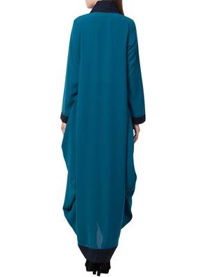Teal Very Stylish And Trendy Abaya Dress In Dual Color 4