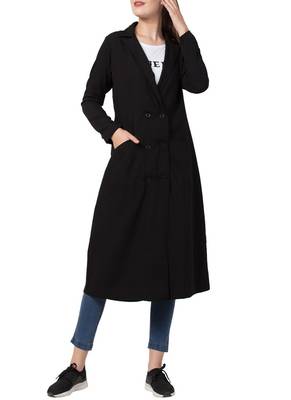 Black Double Breasted Coat For An Abaya Or Any Casual Attire 3