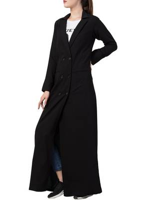 Black Double Breasted Coatin Full Length With Front Pockets 4