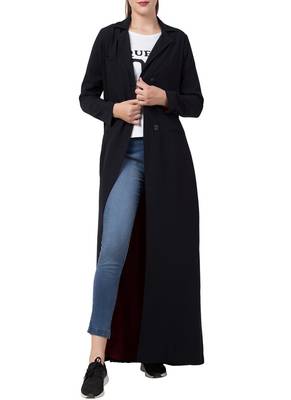 Black Full Length Coat For A Beautiful Evening 4