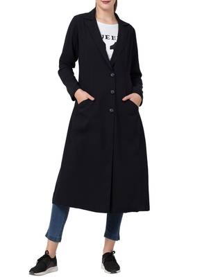Black Knee Length Coat For Any Abaya 3