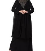 Black Dual Layer Designer Abaya Dress  With Free Matching Stole