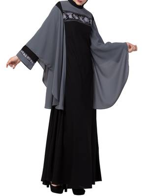 Black Kaftan Like Black Burqa With Hand Embroidery. 2