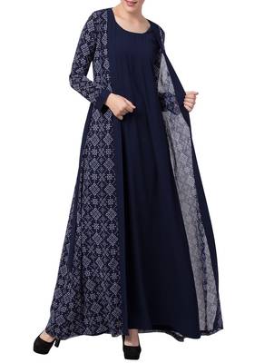 Multicolor Abaya Dress With Attached Shrug And A Matching Belt. 1