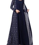 Multicolor Abaya Dress With Attached Shrug And A Matching Belt.