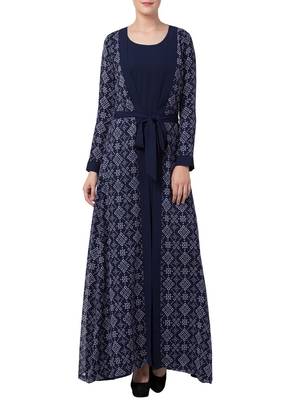 Multicolor Abaya Dress With Attached Shrug And A Matching Belt. 2