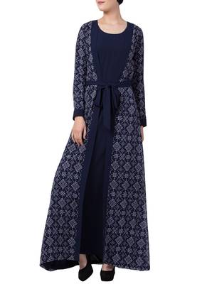 Multicolor Abaya Dress With Attached Shrug And A Matching Belt. 3
