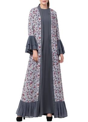 Multicolor  Abaya And Stylish Cardigan Combo. 1